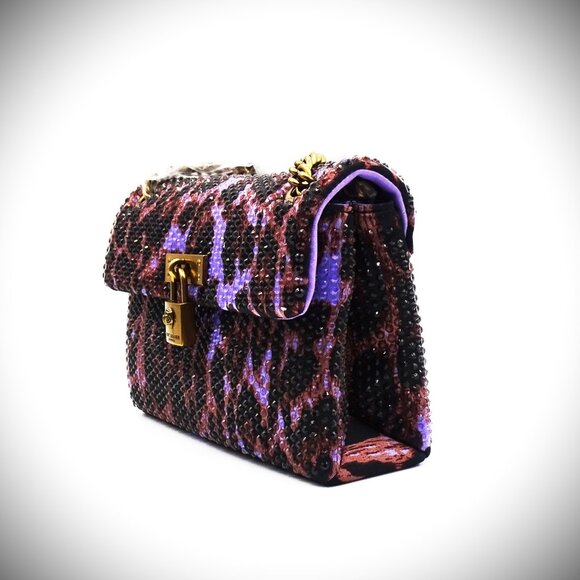 KURT GEIGER Mini Brixton Crystal Satin Crossbody Bag in Light/ Pastel Purple - Picture 7 of 11